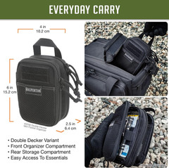 Double-Decker Mini Pocket Organizer (4” X 2.5” X 6”) EDC Pouch, Tactical Tool Po