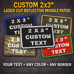 Custom 2×3 Reflective Morale Patch – Laser Cut Hook & Loop Tactical 3D Patch