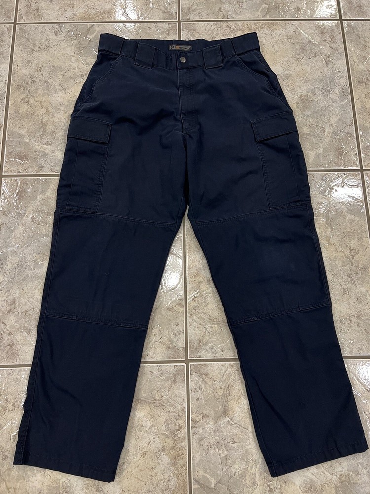 Mens Large 5.11 TACTICAL Navy Ripstop TACLITE TDU Double Knee Cargo Pants 74280