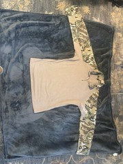 1/4 Zip Tactical Combat Shirt Long Sleeve Tan w/ Multicam Sleeves M