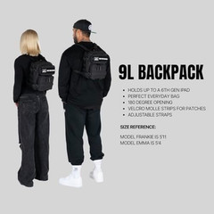 9L Mini Tactical Backpack (Alpha Black) | Compact, Small Everyday Carry Bag for