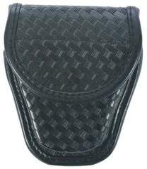 Basket Weave Synthetic Leather Single Handcuff Holder Hook and Loop