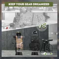 Heavy Duty Steel Tactical Gear Stand – Adjustable Organizer for Gear Display