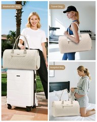 LOVEVOOK Travel Duffle Bag, Weekender Bag for Women with Large, Pink Beige