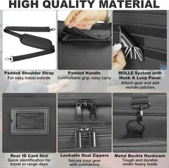 Tactical Gun Range Bag for 4 Pistols & Ammo, Handgun Carry Case with Magazine Ho