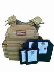 Tactical Vest COYOTE FDE Tan Plate Carrier W/ 8×10 Curved PLATES & Side Plates