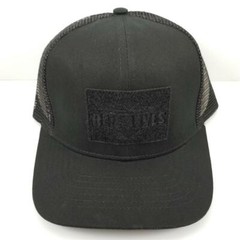 NEW Tactical Morale Patch Baseball Hat Black Mesh Hook Loop Front Blue Lives Cap