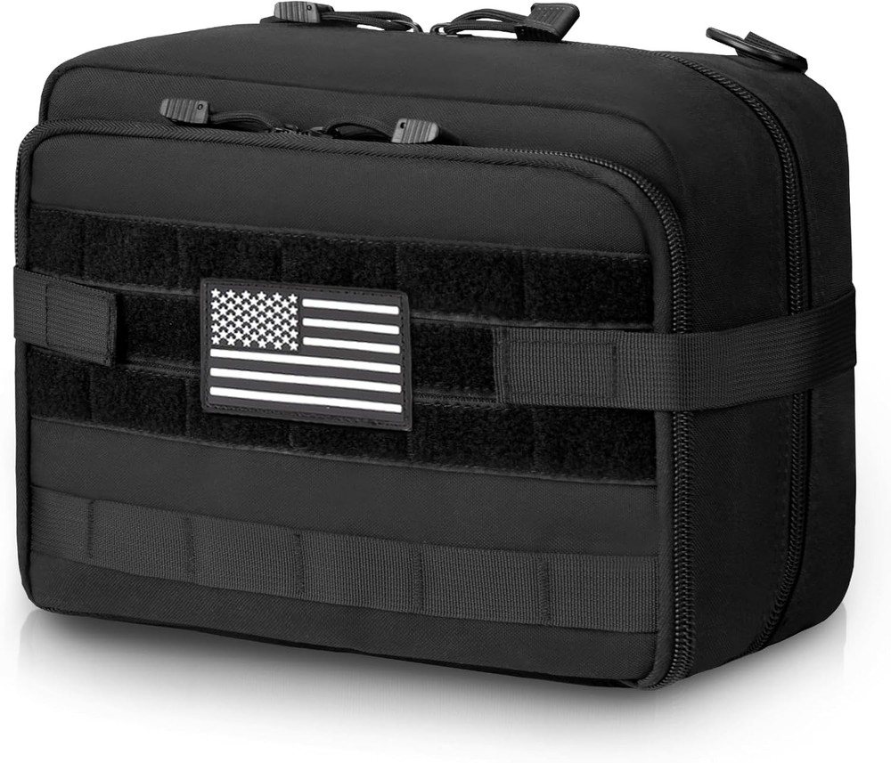 Jueachy Tactical Molle Pouch Large Admin Bag Utility 11.5 x 8 x 5 inch, Black