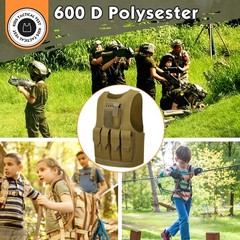 UNIVIVO Kids Tactical Vest Youth Army Costume for Boys Girls 8 10 12 14 Outdo…