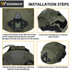 IDOGEAR Tactical Helmet Cover For Wendy 3.0 Helmet with NVG Battery Pouch Army