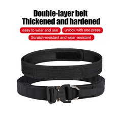 New Tactical Quick Release Battle 2 Layer Heavy Duty Metal Buckle Belt Black