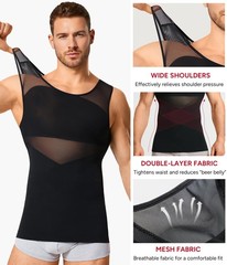Mens Compression Shirt for Gynecomastia – Sleeveless Slimming Undershirts Bod…