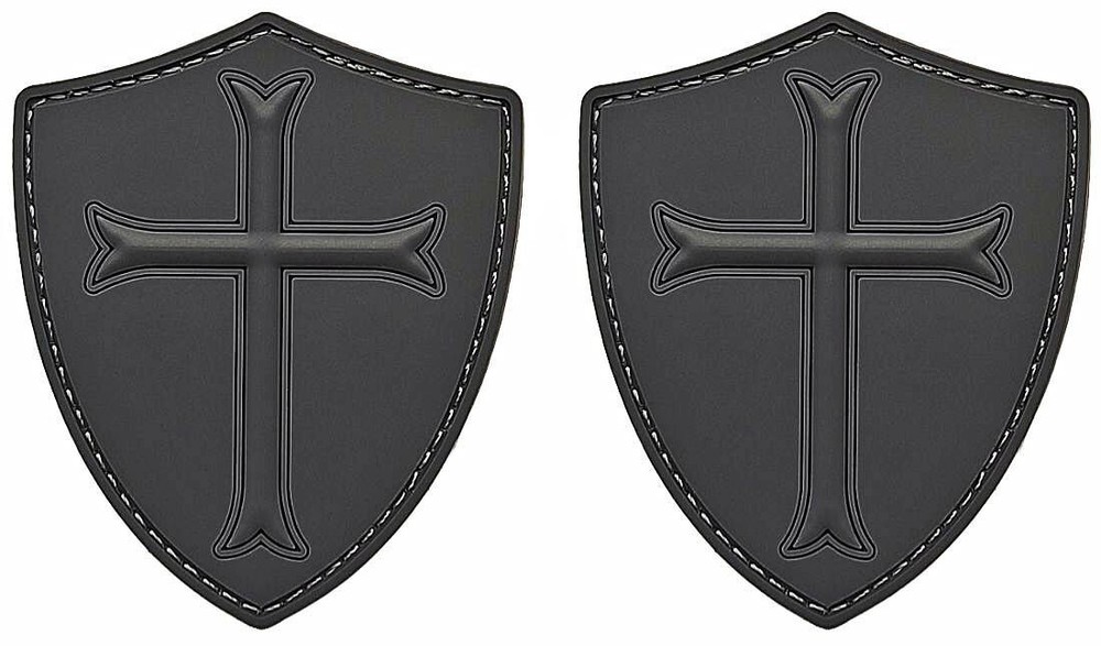 Knights Templar Cross Shield Devgru Crusader PVC RUBBER PATCH -2PC HOOK 3″X2.5″
