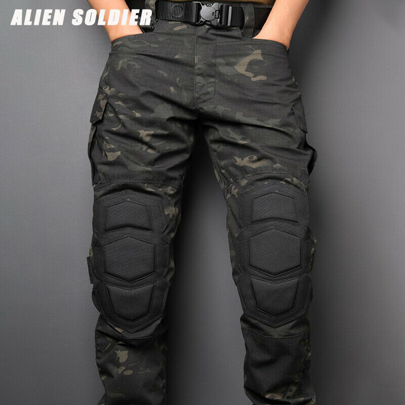 Men Motorcycle Riding Pants Slim fit Tactical Camo Knee Guards Military Outdoor