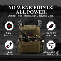 Modular Tactical Vest – Made With 1000D CORDURA Nylon, Metal Quick Release Bu…