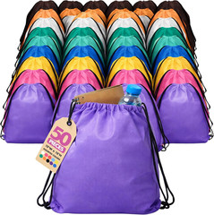 Bulk Drawstring Backpacks 50 Pack – 12″ X 15″ Washable Polyester Drawstring Bags