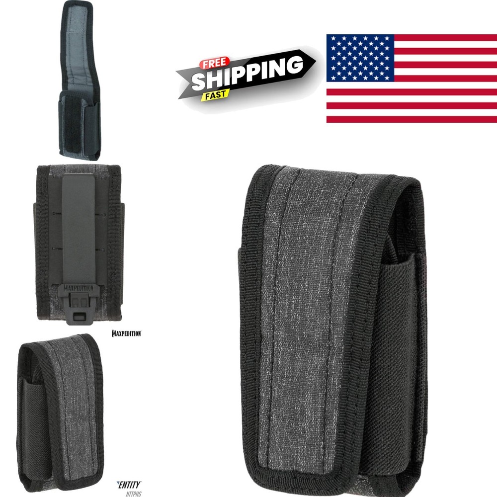 Compact Utility Pouch 4.5 Inches Charcoal Lightweight Nylon with Clip Closure