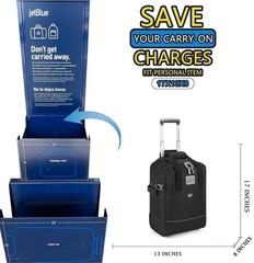 Boardingblue 17x13x8 Inches JetBlue Airlines Rolling Inches, Black