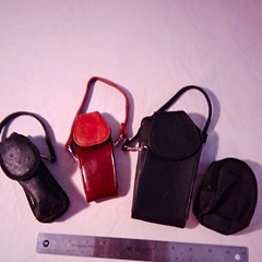 Lot Of 4 Vintage Cell Phone Cases FAR NINE Black 1 Brown Leather 1 Black 1nylon