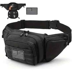 Tactical Fanny Pack Sling Shoulder Bag Holster Molle System USA Flag Patch CCW