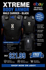 ABA Concealable Adjustable Xtreme Armor Carrier W/Logo Navy Ripstop tail –