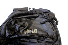 15″ X 11″ X 4″ BACKPACK ALL BLACK WITH “NRA” INSCRIPTION SEWN EMBROIDERED