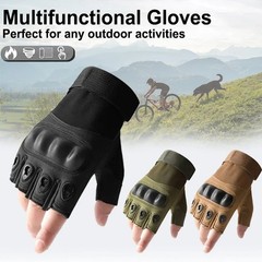 Men Tactical Half Finger Hard Knuckle Gloves Combat Hunting Airsoft
