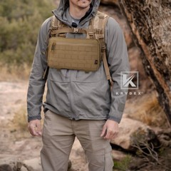 KRYDEX Chest Recon Zipper Bag Tactical Front MOLLE Pouch Harness Pack Coyote