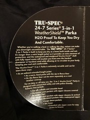TruSpec 24-7 Series 3 in 1 Black Tactical Weather Shield Jacket, Lrg, New w/Tags