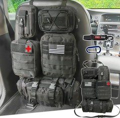 6 Pack Tactical Molle Car Seat Back Organizer Tactical Vehicle Panel with 5 Deta