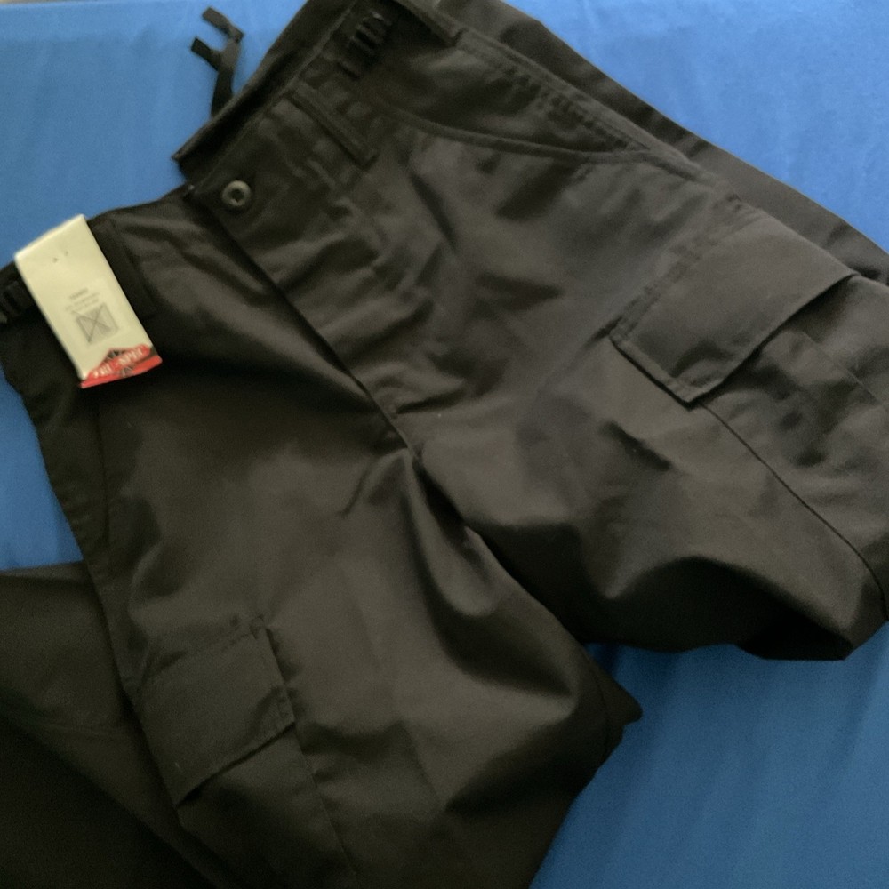 New Tru-spec Black Rip stop Cargo Tactical Pants XS Up to 27 Waist, Extra Small
