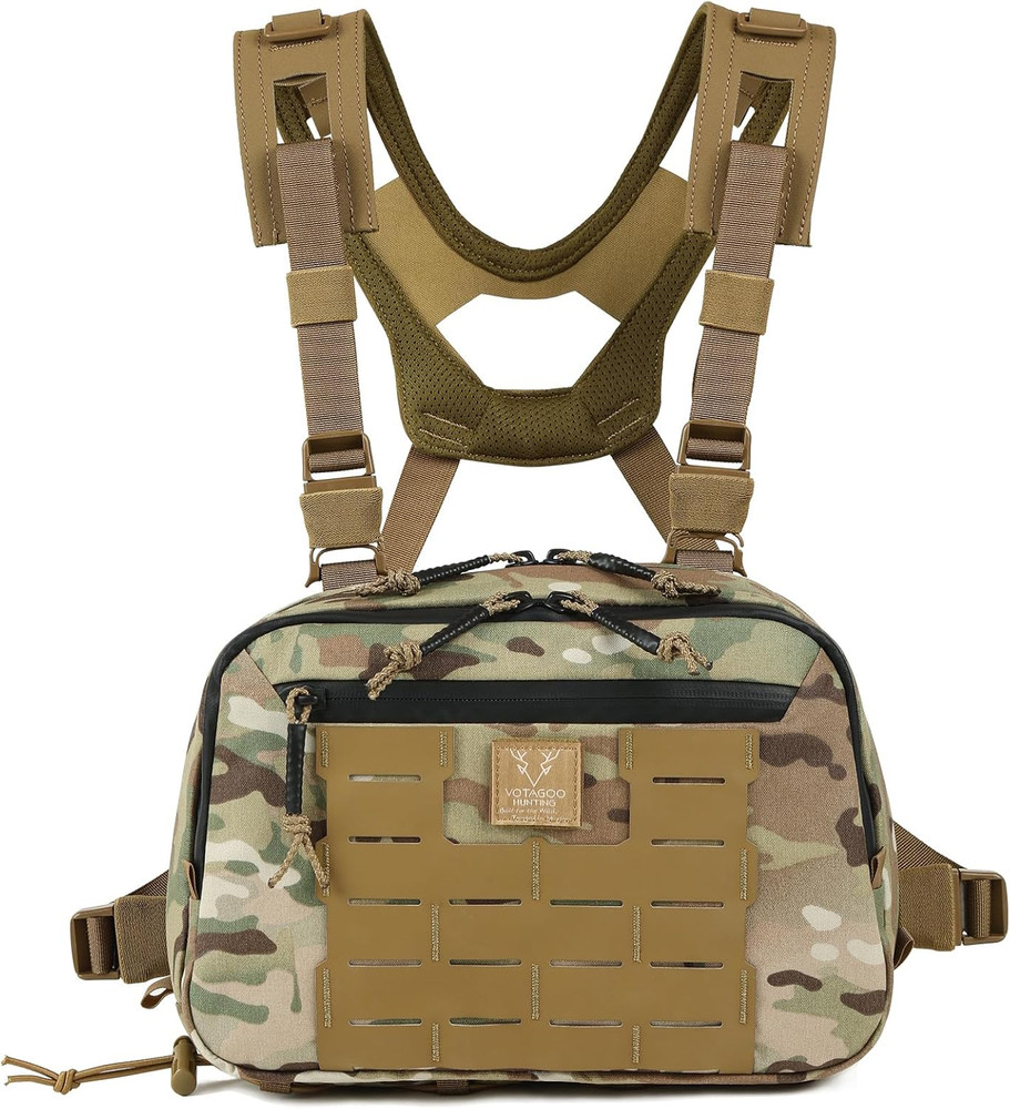 Tactical 3L Hypalon Molle Chest Rig Bag with Map Pocket for Hunting and Workouts