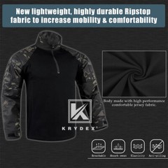KRYDEX Gen4 Combat Shirt Army Uniform with Elbow Pads Tops Black MC Camo Airsoft