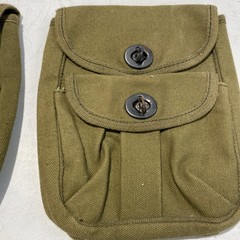 Rothco Canvas ( Lot Of 2 ) Ammo Pouch Military GREEN Two Pockets Twist Closure