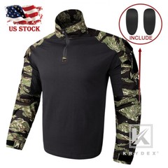 KRYDEX Gen3 Combat Shirt Army Tactical Uniform Tops & Elbow Pads Airsoft GT Camo