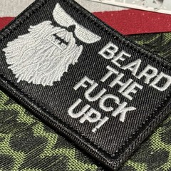 Beard Up! Patch 3×2.5” Hook & loop High Quality Embroidery