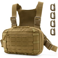 Tactical EDC Chest Bag Utility Molle Rig Pouch with CCW Khaki