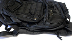 15″ X 11″ X 4″ BACKPACK ALL BLACK WITH “NRA” INSCRIPTION SEWN EMBROIDERED