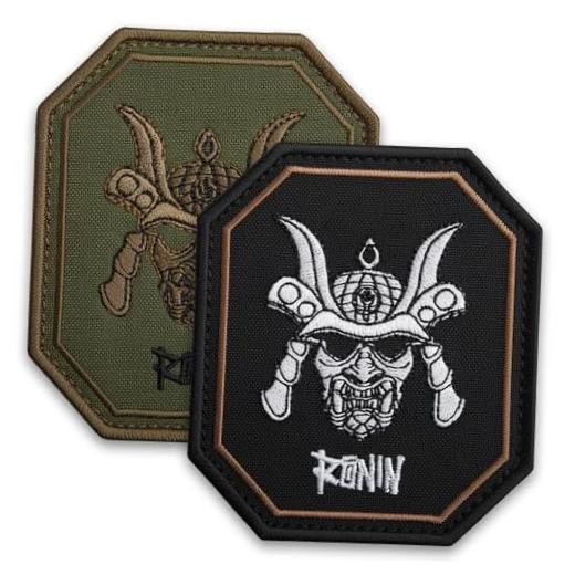 Ronin Patch 2 Pcs Samurai Embroidered Morale Patch Hook and Loop Black & Olive