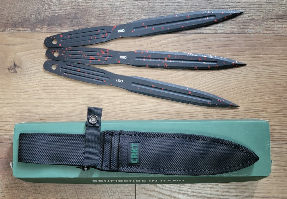 CRKT Onion Throwing Knives – 6.25″ Black / Red 3-pack With Sheath K930RKP