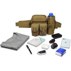 Tactical Waist Bag With Water Bottle Holder Pocket Fanny Pack Outdoor Lumbar Bag