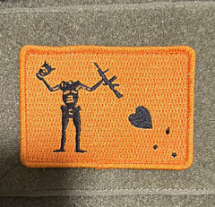 Orange & Black Embroidered Morale Patch w/ Hook-and-Loop Backing 3×2″