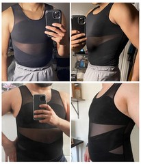 Mens Compression Shirt for Gynecomastia – Sleeveless Slimming Undershirts Bod…