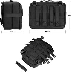 Jueachy Tactical Molle Pouch Large Admin Bag Utility 11.5 x 8 x 5 inch, Black
