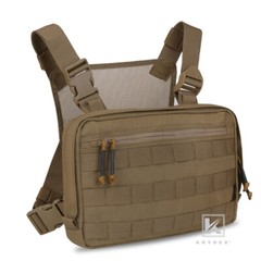 KRYDEX Chest Recon Zipper Bag Tactical Front MOLLE Pouch Harness Pack Coyote