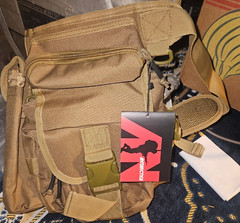 ANTARCTICA Tactical Shoulder Bag Brown Nylon Buckle Zipper Adjustable Strap