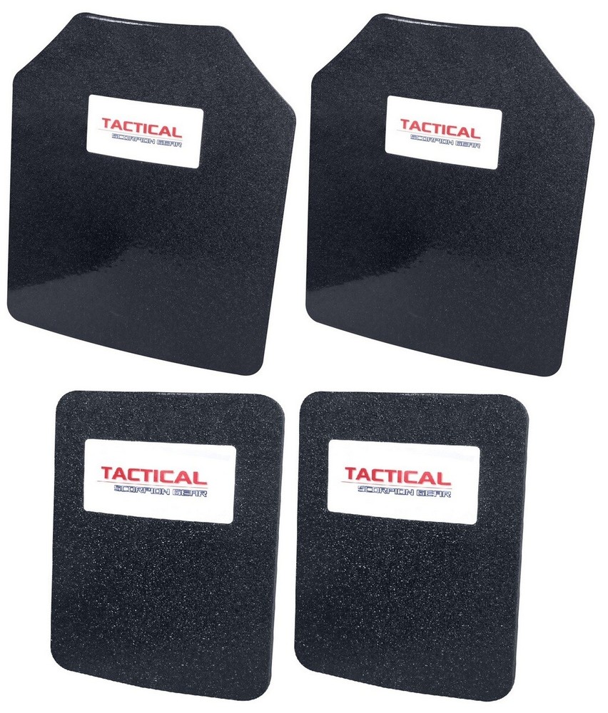 4 PC Level III AR500 Steel Armor Two 10 x 12+ Two 6 x 8 Plates -Full Frag Coated