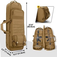 Tactical Rifle Bag Backpack Fits 36 inches Rifles, Soft Rifle Case with 3 Magazi