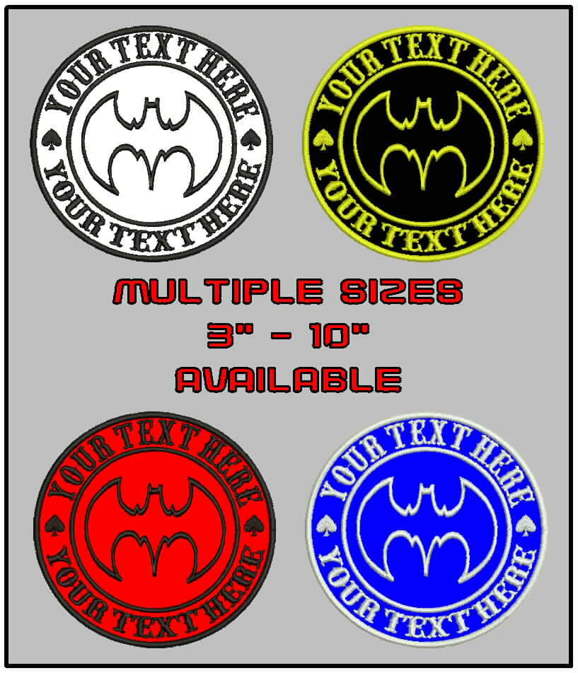 Custom Embroidered Round Bat Logo Patch Circle 6 Sizes Tactical Motorcycle Gear