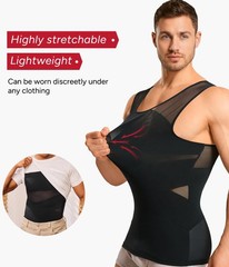 Mens Compression Shirt for Gynecomastia – Sleeveless Slimming Undershirts Bod…
